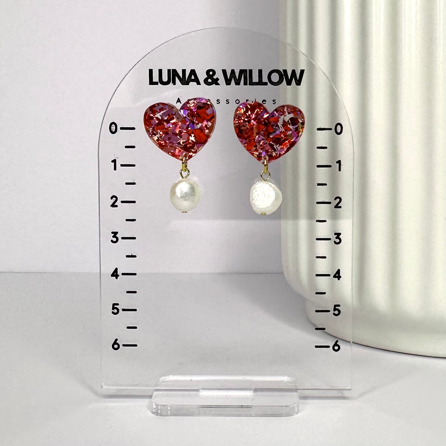 Heart Stud Drop Earrings