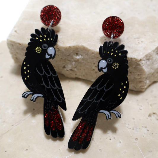 Black Cockatoo Earrings